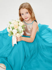 Abito Damigella Junior Lungo Top Con Paillettes Gonna In Tulle Giada