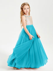 Abito Damigella Junior Lungo Top Con Paillettes Gonna In Tulle Giada