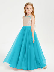 Abito Damigella Junior Lungo Top Con Paillettes Gonna In Tulle Giada