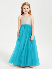 Abito Damigella Junior Lungo Top Con Paillettes Gonna In Tulle Giada