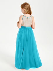 Abito Damigella Junior Lungo Top Con Paillettes Gonna In Tulle Giada