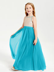 Abito Damigella Junior Lungo Top Con Paillettes Gonna In Tulle Giada