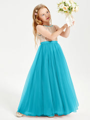 Abito Damigella Junior Lungo Top Con Paillettes Gonna In Tulle Giada