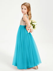 Abito Damigella Junior Lungo Top Con Paillettes Gonna In Tulle Giada