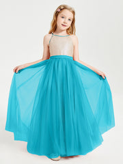 Abito Damigella Junior Lungo Top Con Paillettes Gonna In Tulle Giada
