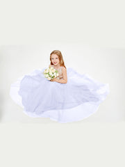 Abito Damigella Junior Lungo Top Con Paillettes Gonna In Tulle Lavanda