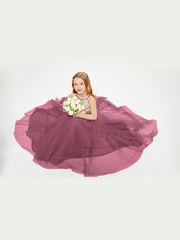 Abito Damigella Junior Lungo Top Con Paillettes Gonna In Tulle Gelso