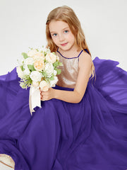 Abito Damigella Junior Lungo Top Con Paillettes Gonna In Tulle Regency