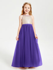 Abito Damigella Junior Lungo Top Con Paillettes Gonna In Tulle Regency