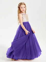Abito Damigella Junior Lungo Top Con Paillettes Gonna In Tulle Regency