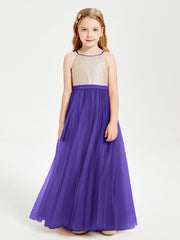 Abito Damigella Junior Lungo Top Con Paillettes Gonna In Tulle Regency