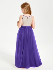 Abito Damigella Junior Lungo Top Con Paillettes Gonna In Tulle Regency
