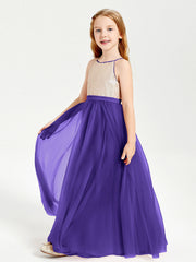 Abito Damigella Junior Lungo Top Con Paillettes Gonna In Tulle Regency