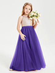 Abito Damigella Junior Lungo Top Con Paillettes Gonna In Tulle Regency