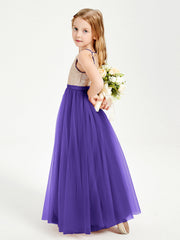 Abito Damigella Junior Lungo Top Con Paillettes Gonna In Tulle Regency