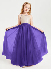 Abito Damigella Junior Lungo Top Con Paillettes Gonna In Tulle Regency