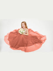 Abito Damigella Junior Lungo Top Con Paillettes Gonna In Tulle Ruggine