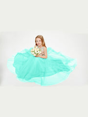 Abito Damigella Junior Lungo Top Con Paillettes Gonna In Tulle Azzurro Spa