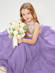 Abito Damigella Junior Lungo Top Con Paillettes Gonna In Tulle Tahiti