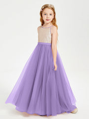 Abito Damigella Junior Lungo Top Con Paillettes Gonna In Tulle Tahiti