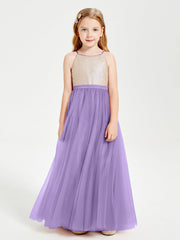 Abito Damigella Junior Lungo Top Con Paillettes Gonna In Tulle Tahiti