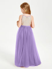 Abito Damigella Junior Lungo Top Con Paillettes Gonna In Tulle Tahiti