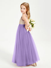 Abito Damigella Junior Lungo Top Con Paillettes Gonna In Tulle Tahiti