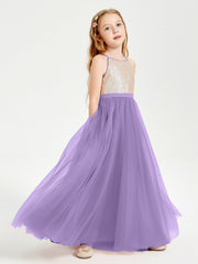 Abito Damigella Junior Lungo Top Con Paillettes Gonna In Tulle Tahiti