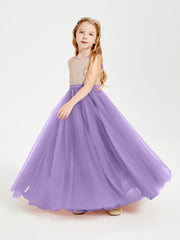 Abito Damigella Junior Lungo Top Con Paillettes Gonna In Tulle Tahiti
