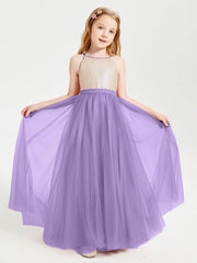 Abito Damigella Junior Lungo Top Con Paillettes Gonna In Tulle Tahiti
