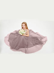 Abito Damigella Junior Lungo Top Con Paillettes Gonna In Tulle Malva Vintage