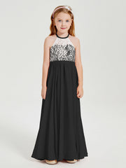 Abiti Da Damigella Lunghi In Chiffon Top In Pizzo Nero