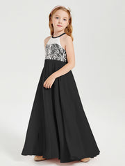 Abiti Da Damigella Lunghi In Chiffon Top In Pizzo Nero