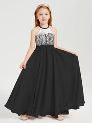 Abiti Da Damigella Lunghi In Chiffon Top In Pizzo Nero