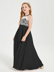 Abiti Da Damigella Lunghi In Chiffon Top In Pizzo Nero