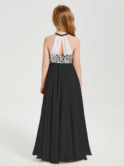Abiti Da Damigella Lunghi In Chiffon Top In Pizzo Nero