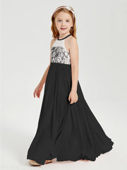 Abiti Da Damigella Lunghi In Chiffon Top In Pizzo Nero