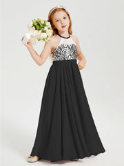 Abiti Da Damigella Lunghi In Chiffon Top In Pizzo Nero