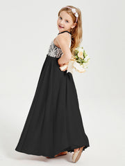 Abiti Da Damigella Lunghi In Chiffon Top In Pizzo Nero