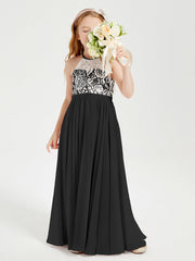 Abiti Da Damigella Lunghi In Chiffon Top In Pizzo Nero