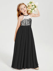 Abiti Da Damigella Lunghi In Chiffon Top In Pizzo Nero