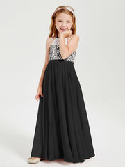 Abiti Da Damigella Lunghi In Chiffon Top In Pizzo Nero