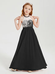 Abiti Da Damigella Lunghi In Chiffon Top In Pizzo Nero