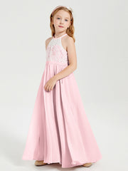 Abiti Da Damigella Lunghi In Chiffon Top In Pizzo Rosa Cipria