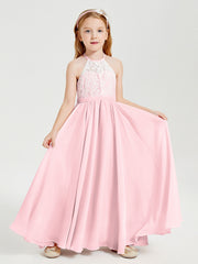 Abiti Da Damigella Lunghi In Chiffon Top In Pizzo Rosa Cipria