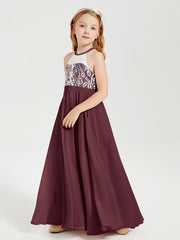 Abiti Da Damigella Lunghi In Chiffon Top In Pizzo Cabernet
