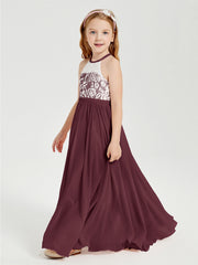 Abiti Da Damigella Lunghi In Chiffon Top In Pizzo Cabernet