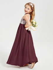 Abiti Da Damigella Lunghi In Chiffon Top In Pizzo Cabernet