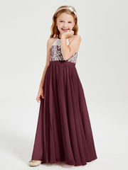 Abiti Da Damigella Lunghi In Chiffon Top In Pizzo Cabernet