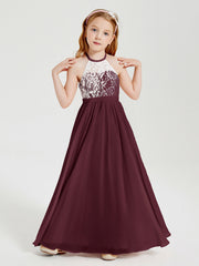Abiti Da Damigella Lunghi In Chiffon Top In Pizzo Cabernet